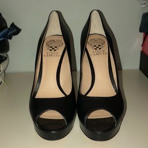 classic black open toe pumps